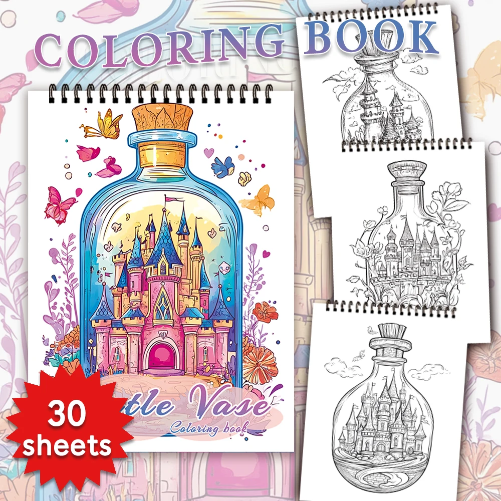 Adult Coloring Book - 30 Sheets Women's Spiral Coloring Book, 11.2X 8.3 Inches, Drawing Book, Birthday Gift, Holiday Party Gift 3