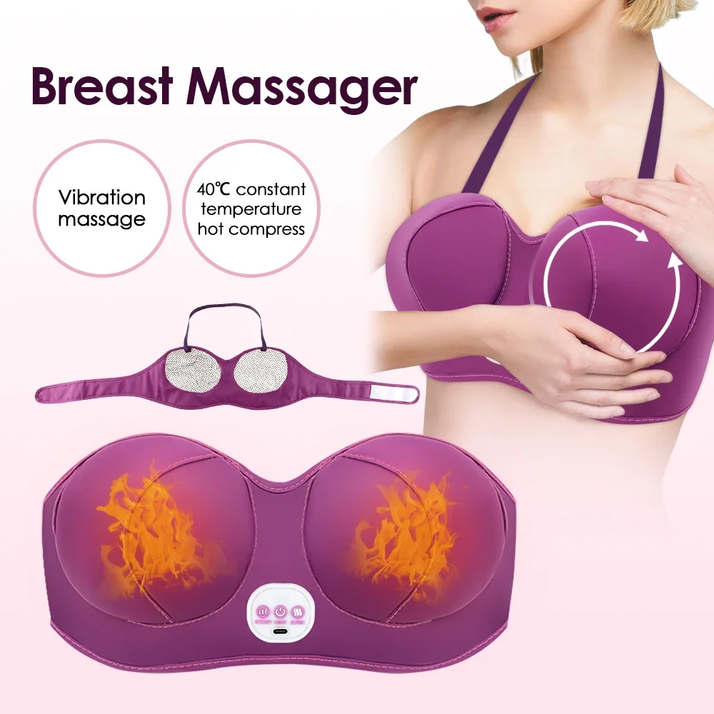 Rechargeable Breast Enlarging Massager Vibration Hot Compress Electric Breast Augmentation Massage Bra Unclogs Meridians
