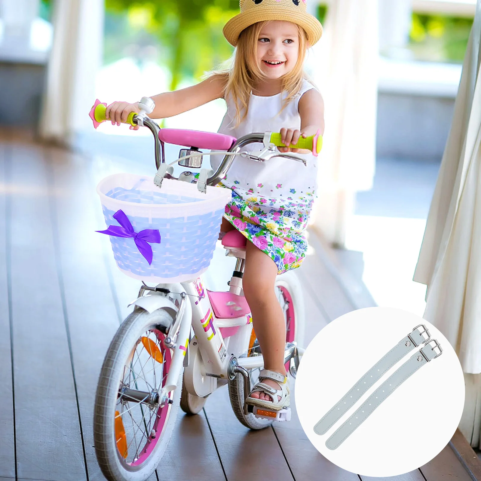 

Bicycle Basket Bike Strap Front Straps Storage Convenient Belt Pu Child Rack Scooter