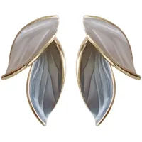 Esther Elegant Grey Leaf Stud Earrings 6