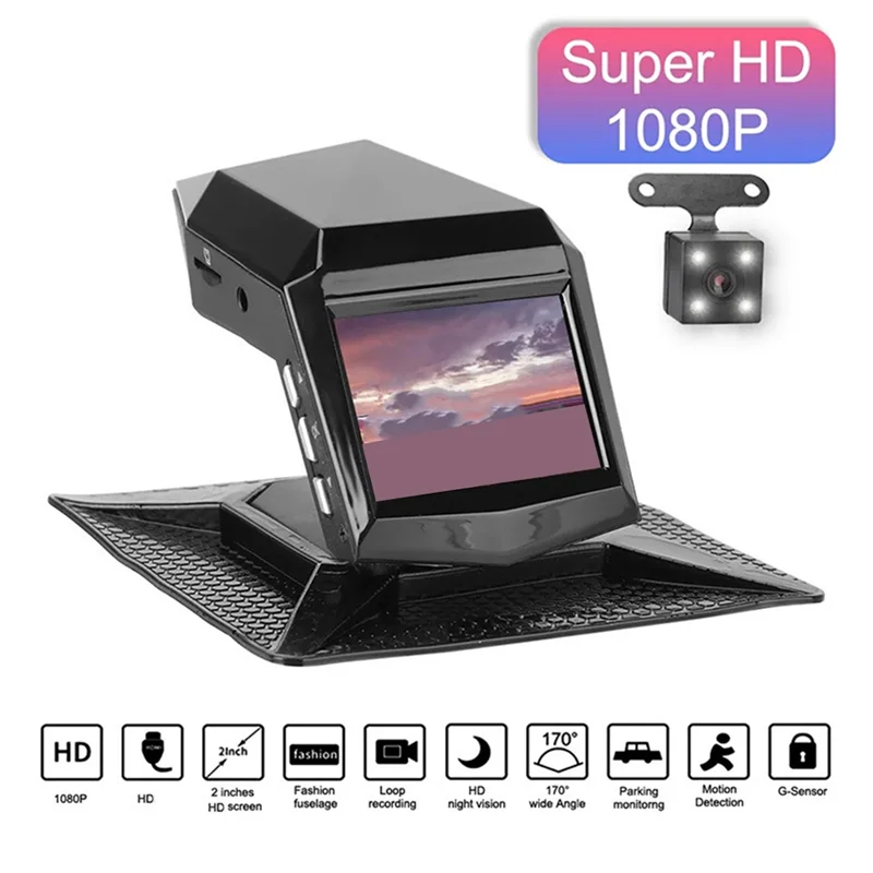 Car DVR Video Recorder 1080P HD Dash Cam Driving Recorder With Center Console Parking Monitor 32G Card