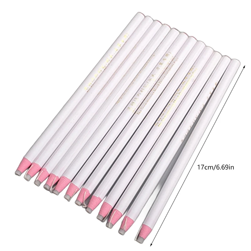 12Pcs Sewing Pencil No Sharpening White Fabric Pencil Fabric Marking Pencils Tailor Pencils for Leather Marking Tool