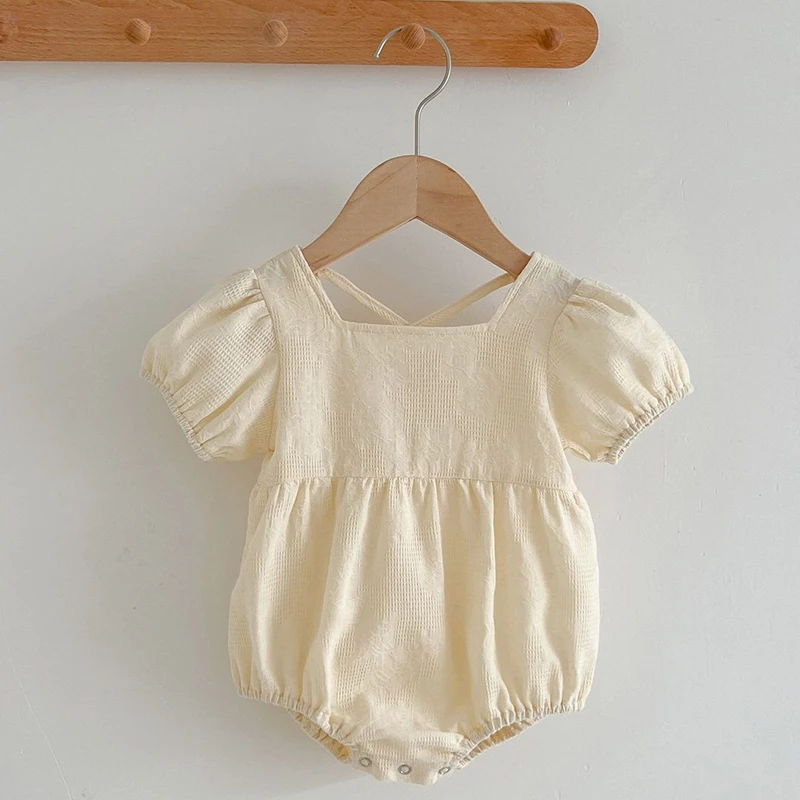 

Infant Baby Girl Bodysuits Short Sleeved Cotton Solid Color Toddler Baby Girls Jumpsuit Baby Girls Clothes For Summer
