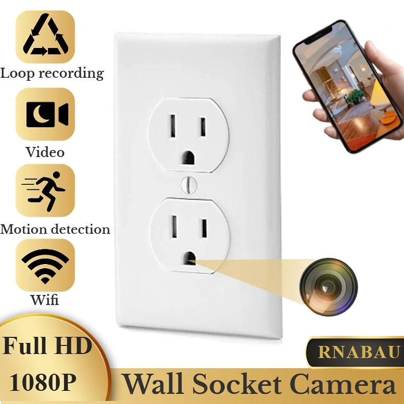 1080P HD WIFI Mini Camera Wall Socket Camera Motion Detection Home