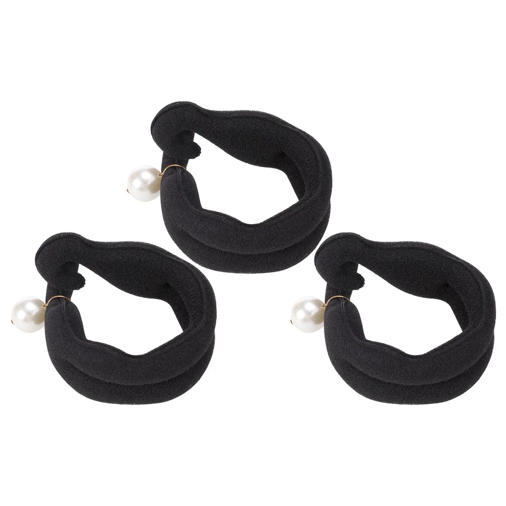 3 Pcs Pearl Hair Curler Bun Maker Curlers Lazy Simple Tools for Styling Holder Long