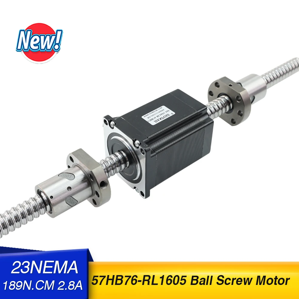 nema 23 Ball Screw motor 57X76mm 2.8A 189N.Cm 57HB76 RL1605 100mm