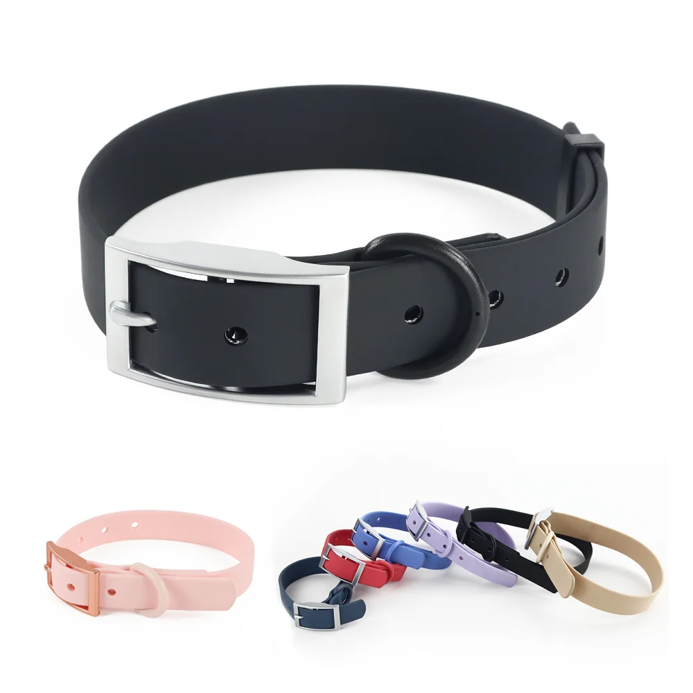 UniversalWaterproofDogCollarsWithZincAlloyBucklePVCRubberfor