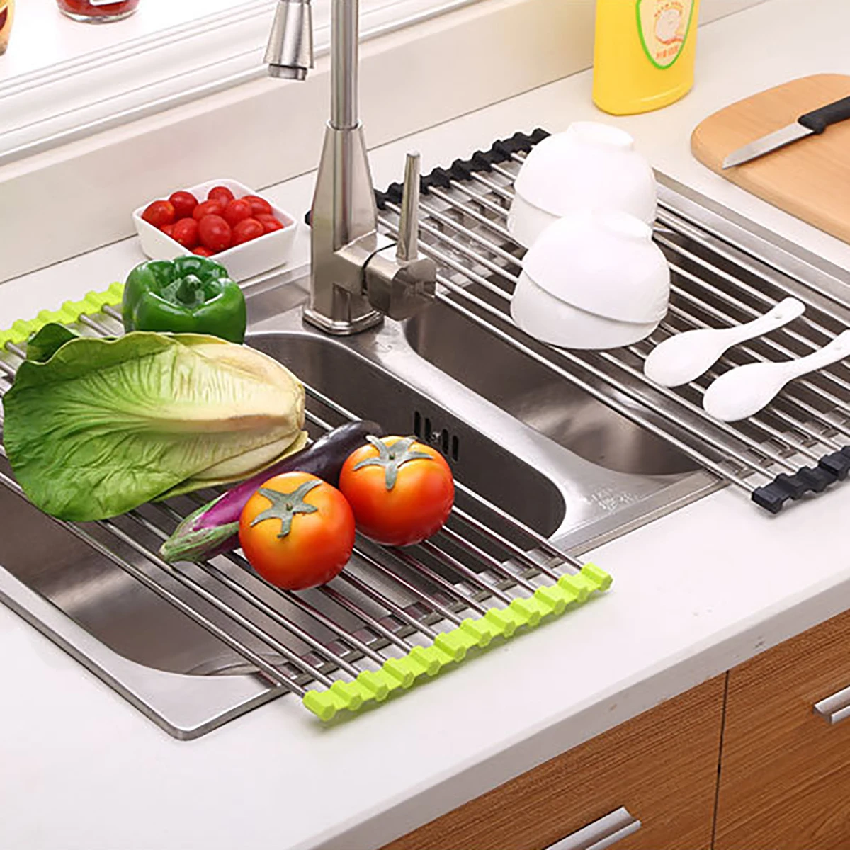 

New Stainless Steel Foldable Sink Drain Rack Useful Things For Kitchen Gadgets Tools Kitchenware Utensils Wash Vegetables Item