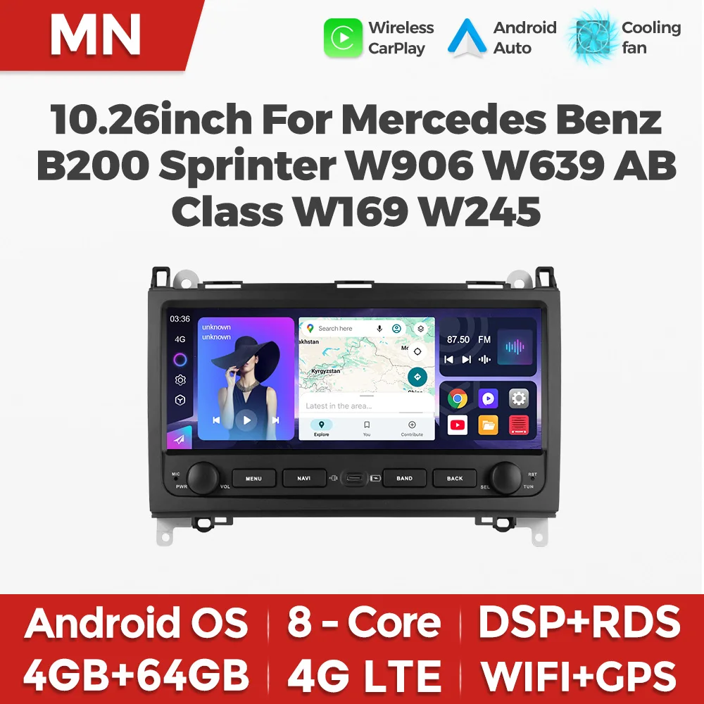 Sistema di Navigazione GPS Android MEKEDE per Mercedes Benz Classe B200, Sprinter W906, Viano Vito W639, Radio Auto con WIFI, Stereo e Carplay