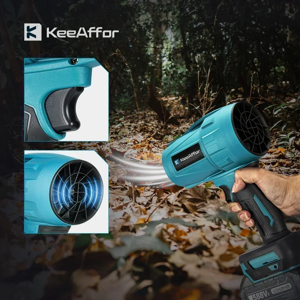 KEEAFFOR 2000W 200M/S Brushless Turbo Fan Cordless Violent Handheld Dust Blowing Tool Electric Air Blower for Makita 18V Battery 5