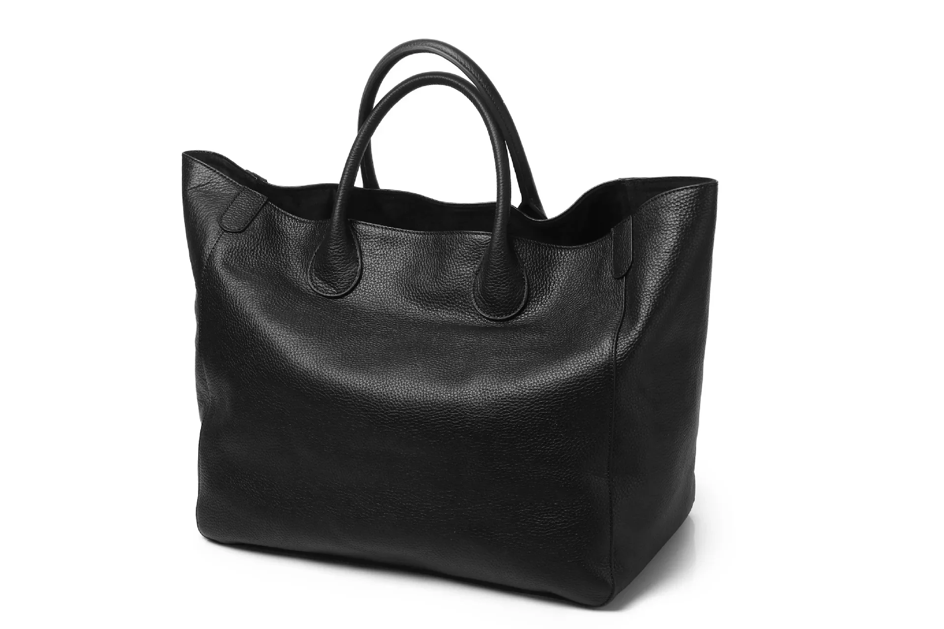 

Open genuine leather bag, portable women's bag simple and personalized Tote leather bag super large capacity