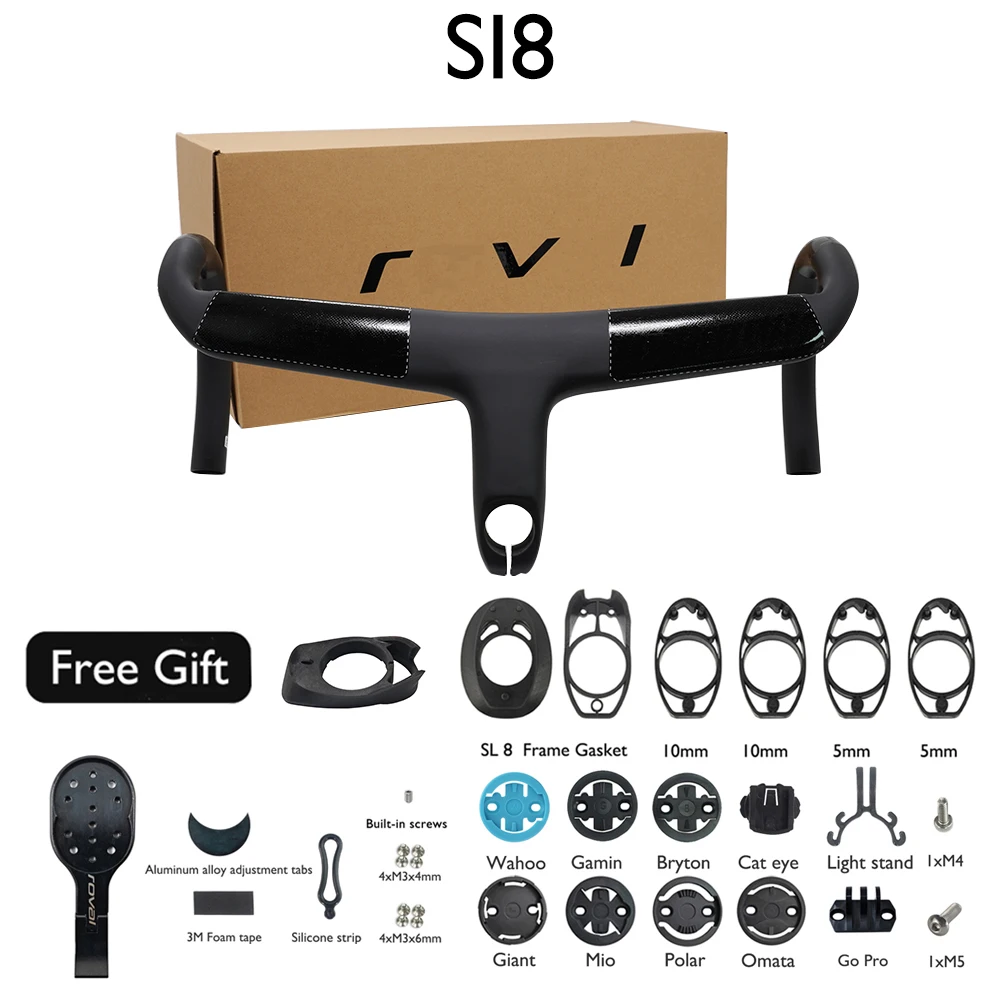 SL7 SL8 Carbon Integrated Road Bike Handlebar Di2 Compatible w/ GPS Computer Mount, Accessory Covers, Internal Cable Routing