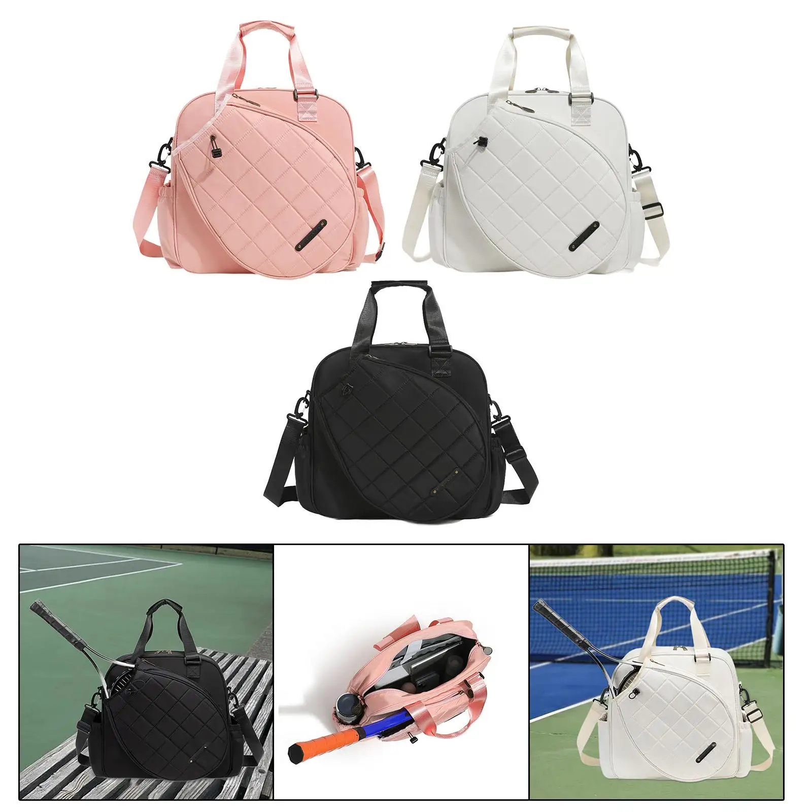 Tennis Bag Large Water Resistant for Men Women for Pickleball with Shoulder Strap Tote Racket Pocket Tennis Crossbody Bag 4