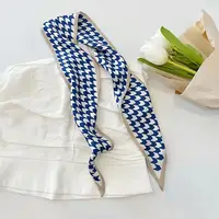 Luxury Design Print Silk Scarf Misty Blue Small Silk Scarf Women's Ins Style Long Streamer Tie Bag Hair Tie Silk Scarf 5