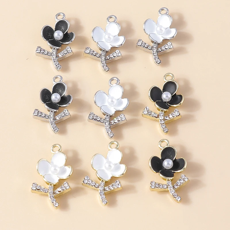 Leslie 4 stücke luxuriöse Vintage Perle Kristall Rose Charms für DIY Schmuck machen handgemachte Aussage Ohrringe Halskette Anhänger – Detail 16