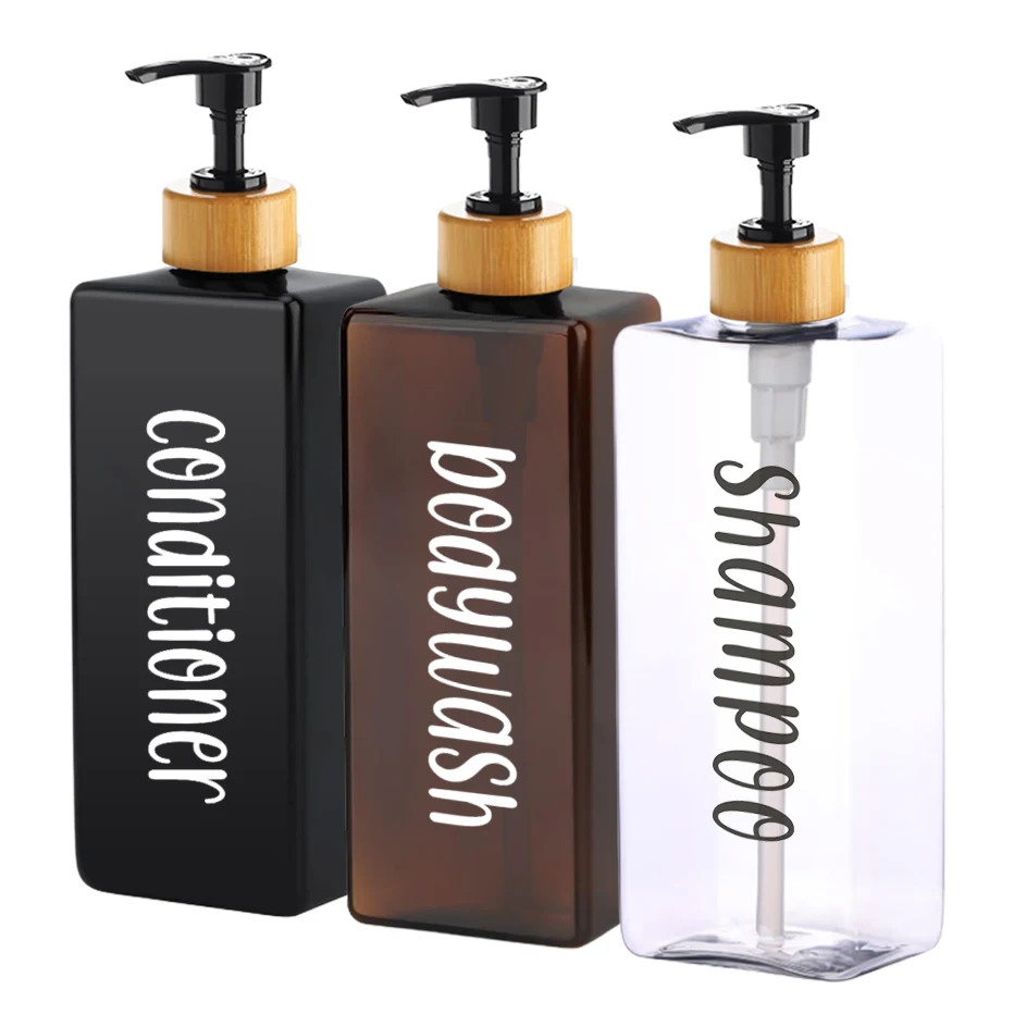 500ml Refillable Shampoo Conditioner Bottles Pump Dispenser