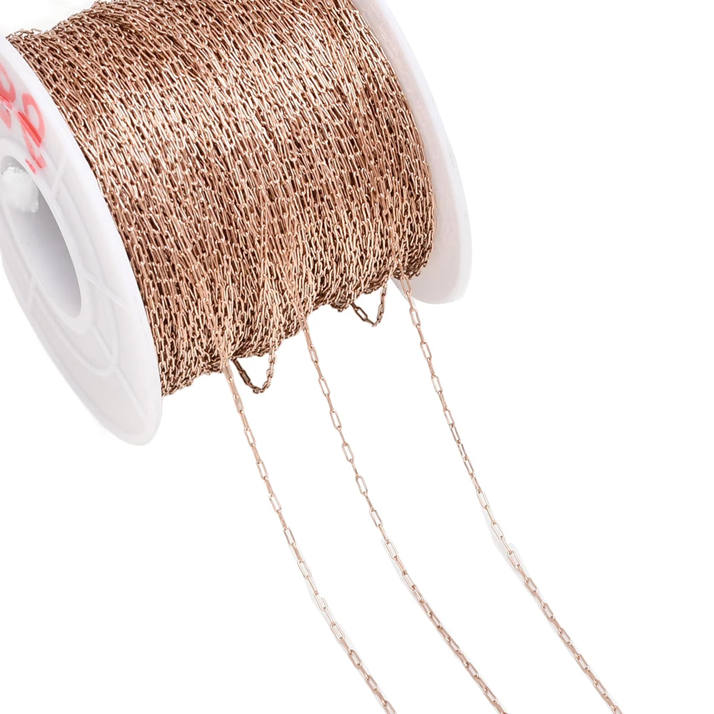 2–50 m, 0,2/0,3 mm Edelstahl-Gliederkette, gelötete, dünne Büroklammerketten, Großpackung für Schmuckherstellung und Basteln, Silber, Gold – Detail 9