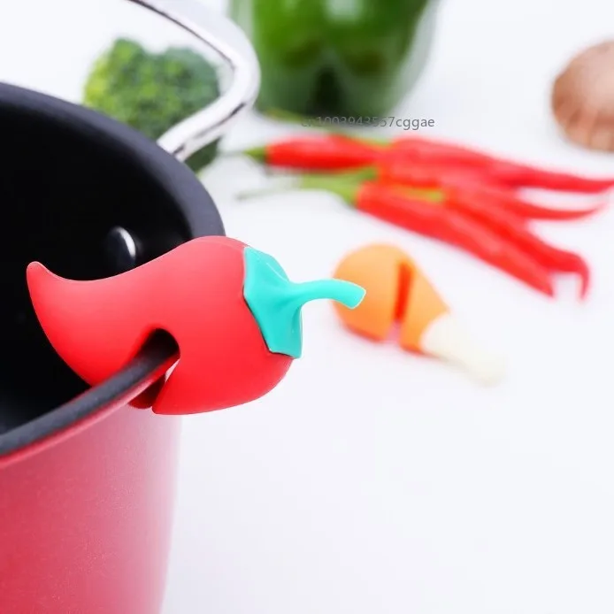 Pot lid rack cute silicone pot lid anti-spill rack heat-resistant anti-overflow stoppers pot cover lifter holder creative kitchen fun gadget