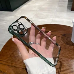 Luxury Plating Clear Silicone Phone Case with Lens Protection - iPhone 11 Pro Max (Alpine Green)