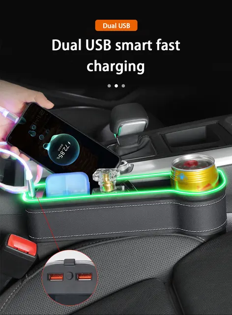 New Car Organizer With Charger Cable Car Seat Gap Storage Box Cable for  IOS/Android/Type C Dual Seat USB Port Auto Stowing - AliExpress