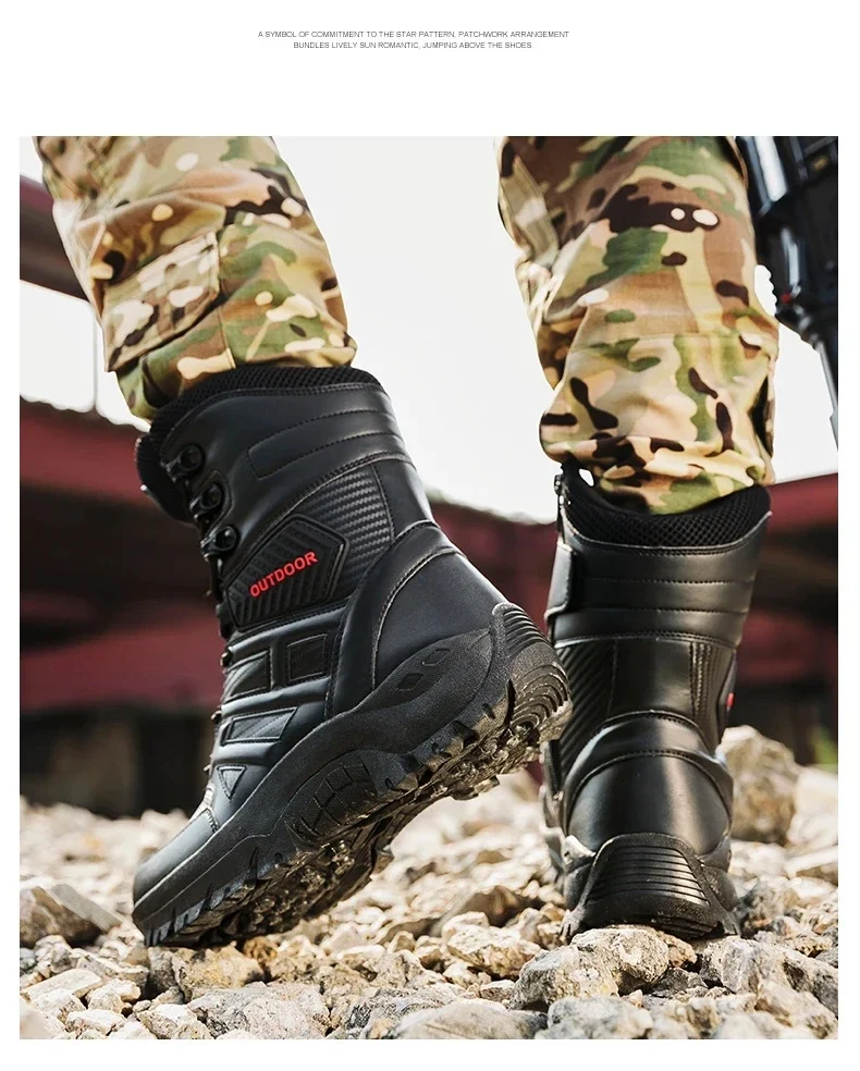 Hohe Qualität Männer Marke High-Top Leder Stiefel Atmungsaktive Desert Combat männer Stiefel Outdoor Schuhe Nicht-slip wandern Stiefeletten – Detail 23