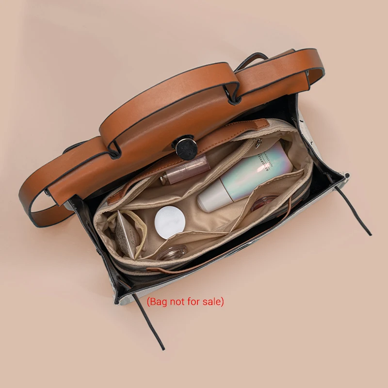 Suede Plush Women's Cosmetic Bag Organizer Insert with Handle Fit For H Herbag Luxury Handbag