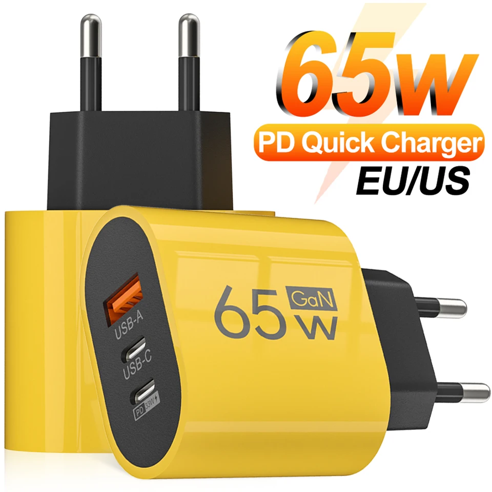 Caricatore per telefono universale USB tipo C a ricarica rapida GaN da 65 W Blocco adattatore per caricatore da muro a ricarica rapida PD QC3.0 per IPhone Samsung  202192403