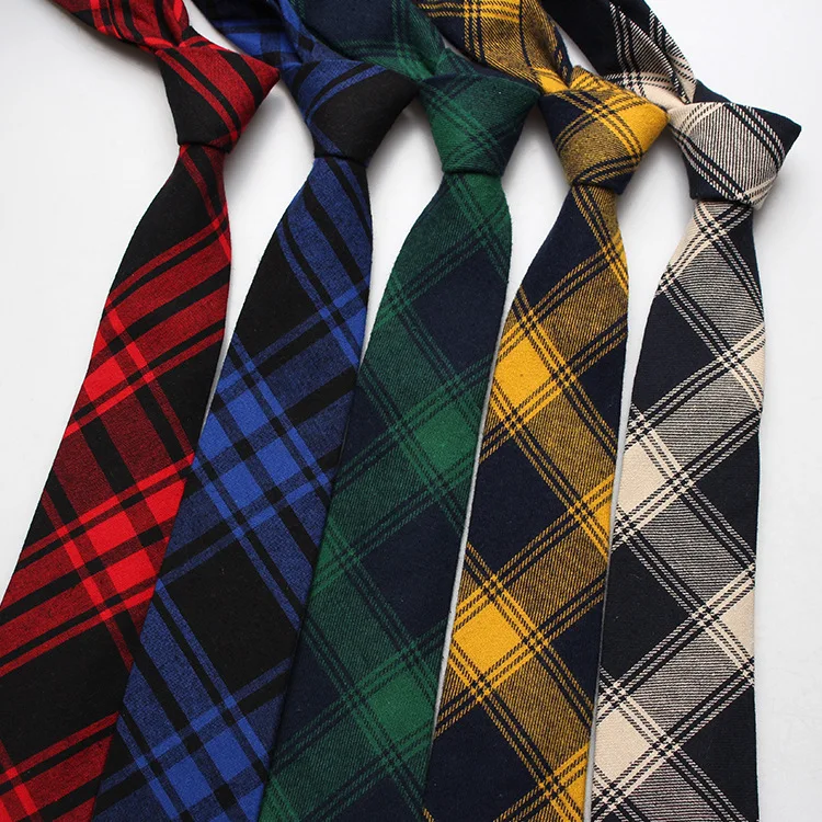 

Cotton Plaid Tie College Student Tie Cotton Plaid Casual Tie