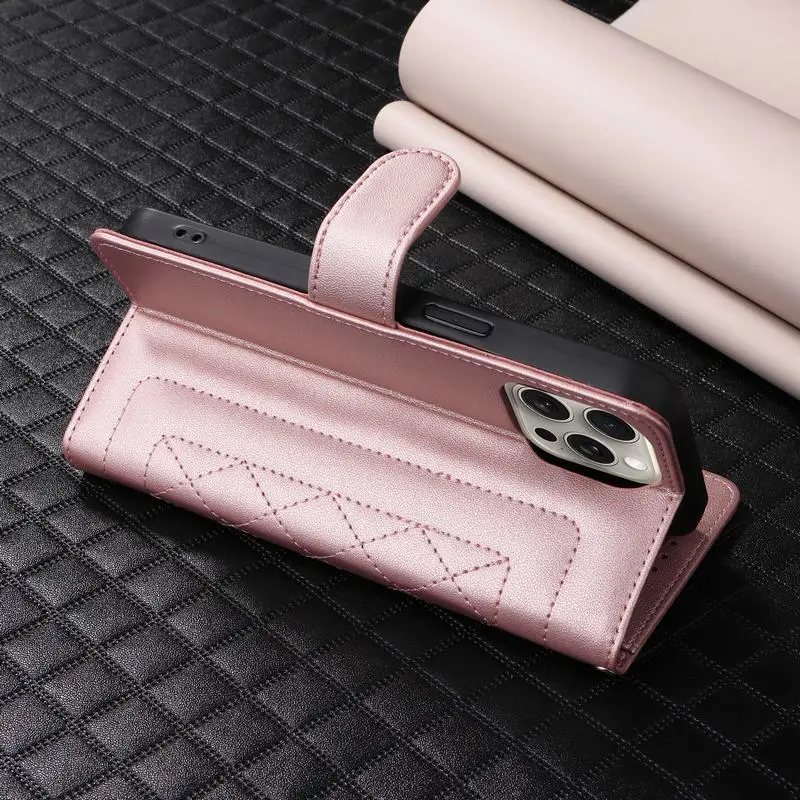 Coque de téléphone pour iPhone 16 15 14 13 12 11 Pro Max XR X XS Max 7 8 6 6S Plus Coque en cuir à rabat Portefeuille de luxe_voghion.com