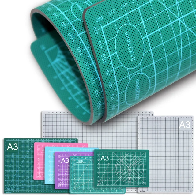 A3 Cutting Board Grid Line Self-healing Cutting Board Craft Card Multicolor Double-sided Desktop Manual Cutting Pad 45×30x0.09cm 1