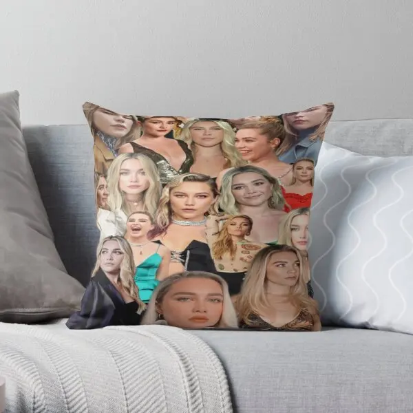 

Florence Pugh Editing Printing Throw Pillow Cover Decor Decorative Anime Throw Sofa Waist Soft Pillows not include One Side