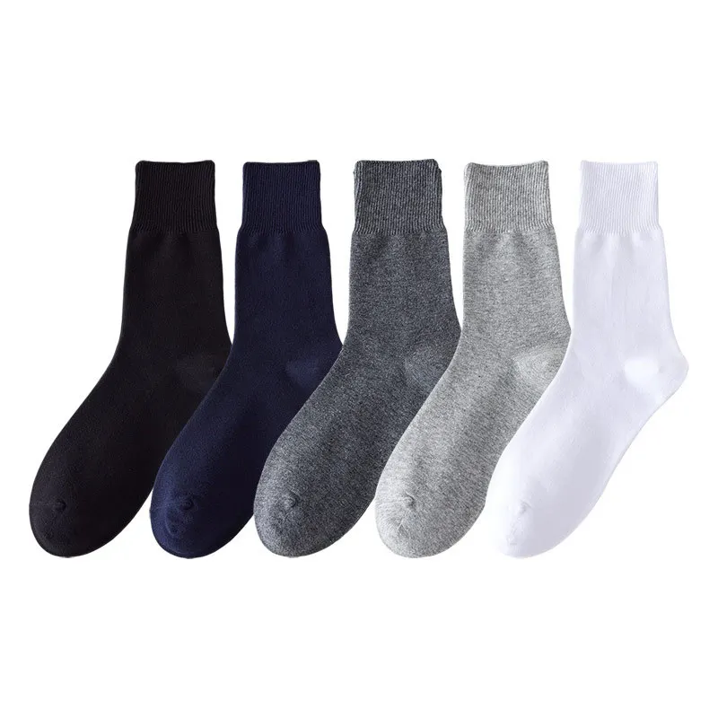 2 Pairs Large Size Men Socks Plus Long Cotton Loose Mouth Good Elastic Business Solid Party Dress Diabetic Socks Fathers EU43-48