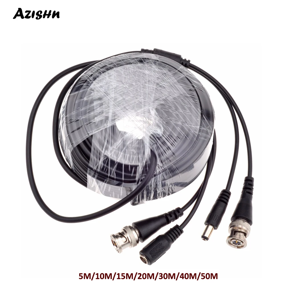 Tanio AZISHN CCTV kabel zasilający/wideo 5M/10M/15M/20M/30M/40M/50M kabel BNC wyjście DC