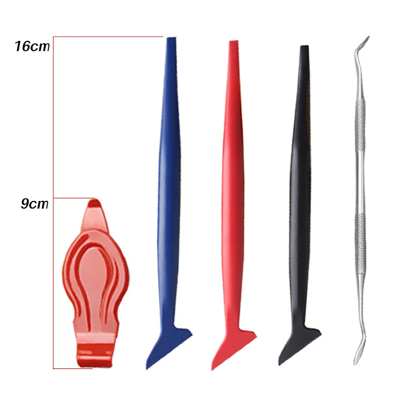 3Pcs/5Pcs 유연한 마이크로 스퀴지 자동차 비닐 포장 도구 키트 EdgeTrimmer 다른 경도 창 색조 스티커 설치 도구