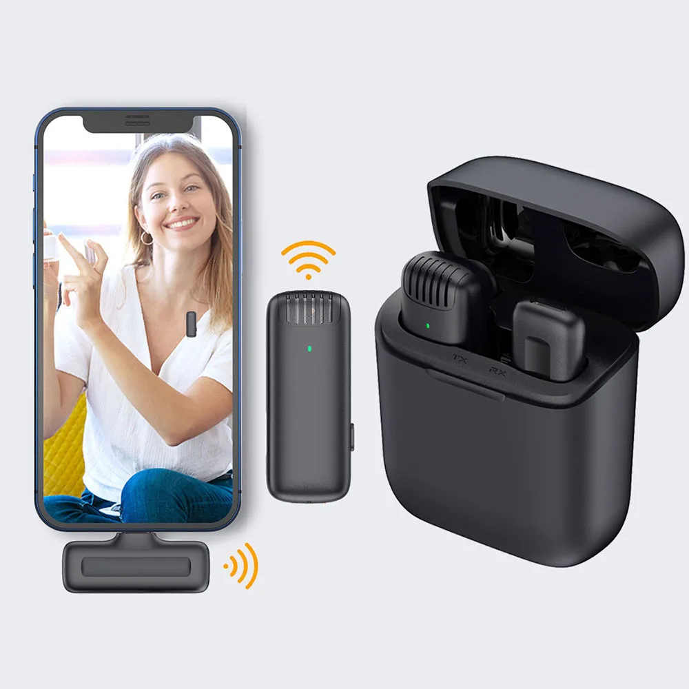 

Professional Microphone Wireless Microphone Lavalier With Charging Compartment Recording For Youtube VlogLive For IPhone Android