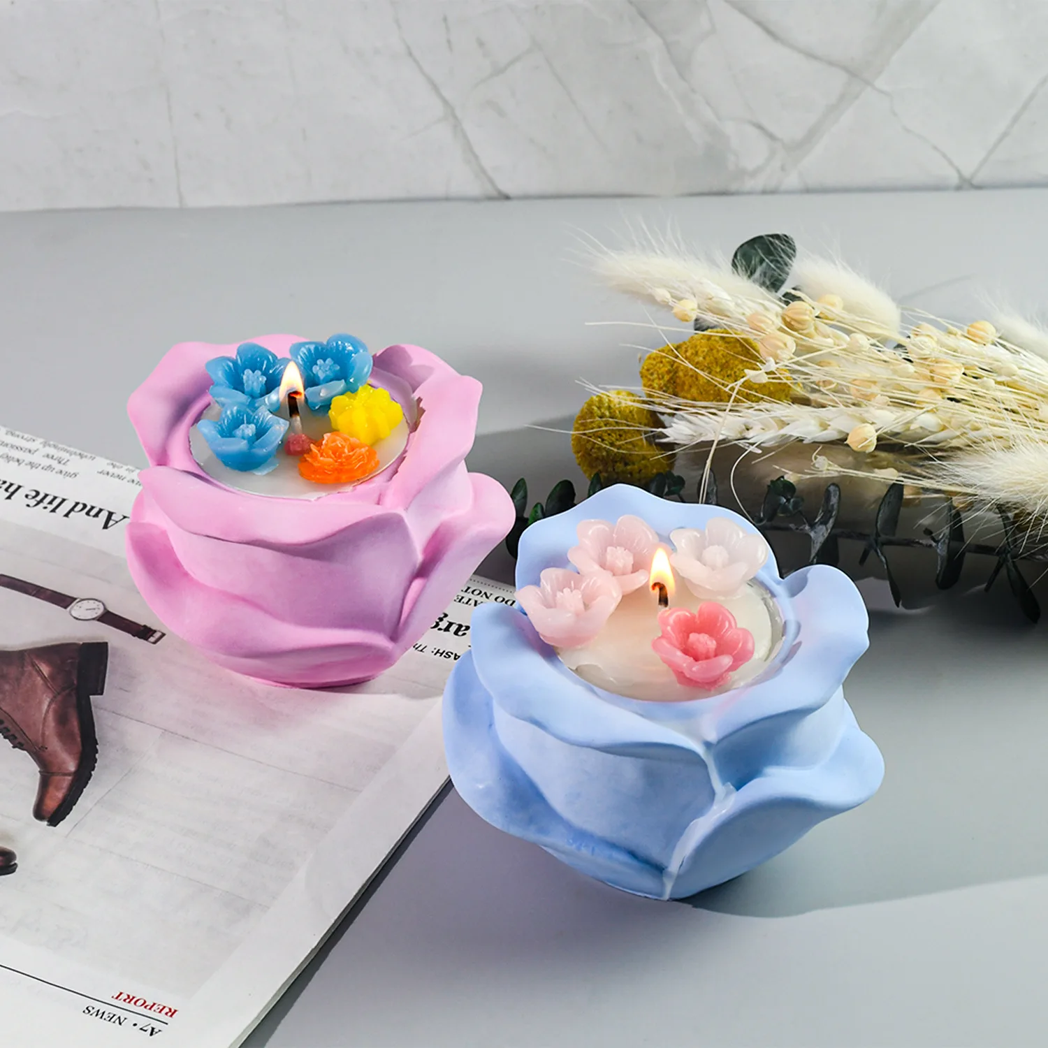 

3D Роза подсвечник силиконовая форма милый цветок коробка для хранения Смола форма «сделай сам» подсвечник пластырь инструменты для изготовления Домашний Настольный Декор