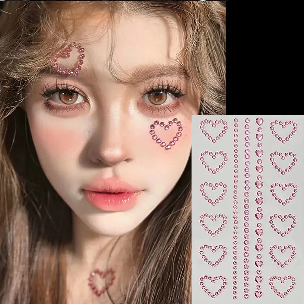 Butterfly Flowers Stars Hearts Face Jewelry Sticker Adhesive Body Makeup Gemstone Sticker Face Decoration Eye Shadow Sticker