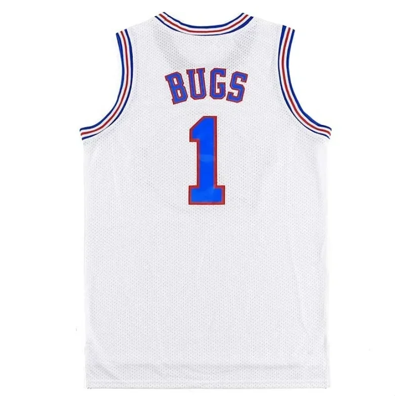 Space Jam Youth Basketball Jersey BUGS #1 LOLA TWEETY TAZ Movie Tune Squad Child Sports Shirts Sleeveless Tops Boys Single White