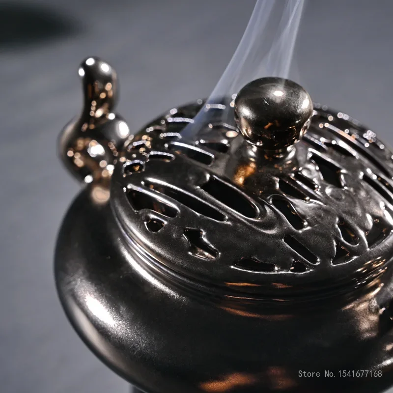 Creative Ceramic Three-legged incense burner, Indoor Sandalwood Ornaments, Incense Road, Household Living Room Decor censer, 1Pc