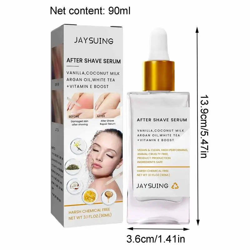 After Shave Serum 90ml Razor Bumps Removal Solution Reduce Redness Ingrown Hair PFB After Shave Repair Dark Spot Skin Care Serum