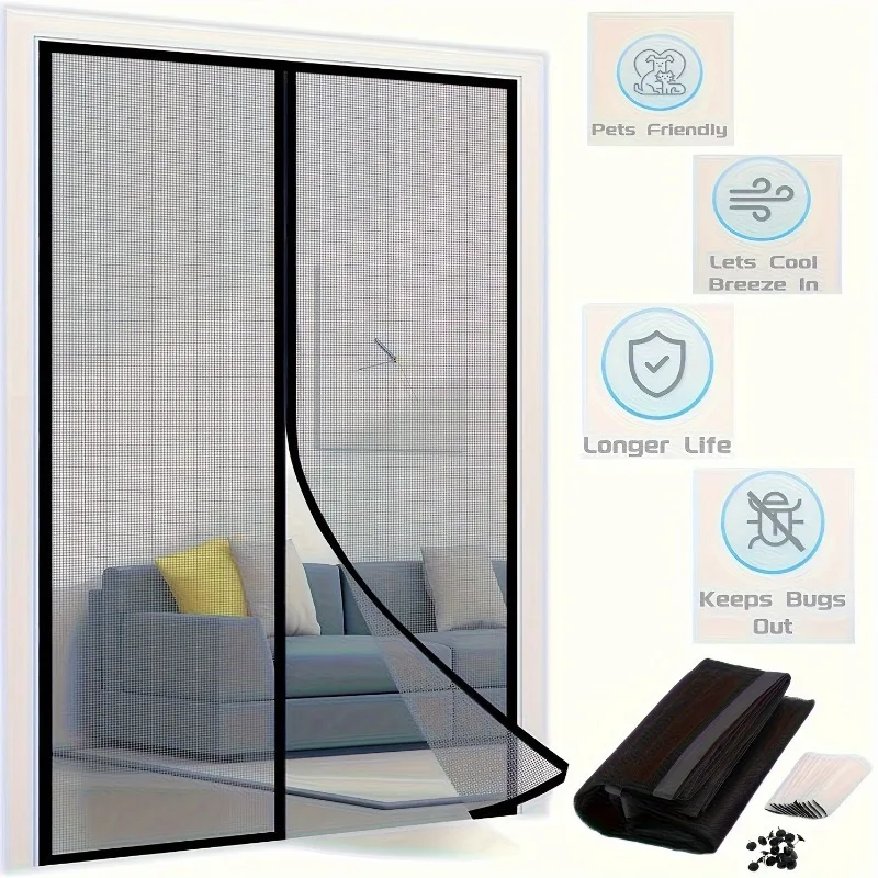 Mosquito proof gauze door curtain, summer mosquito proof encrypted self-adhesive door curtain, dust-proof and insect proof