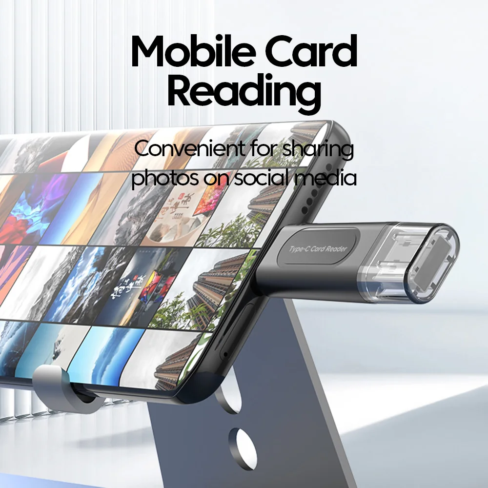 4-in-1 Multifunction USB TYPE-C Card Reader External Storage Black Stretch for Memory Stick USB 2.0 Mini SD TF Card Reader