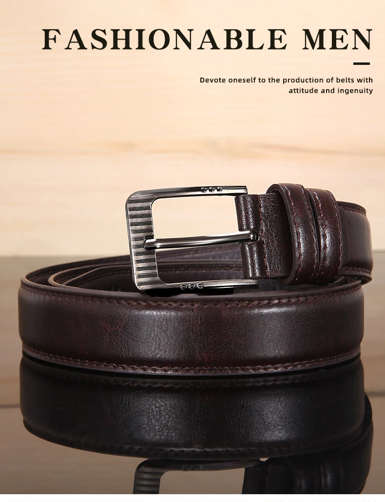 Authentischer Luxus-Herren-Gürtel aus Leder, Jeans, Damen und Herren, Gürtel mit Stift, langlebige Nähte, modische Business-Gürtel für Herren – Detail 3