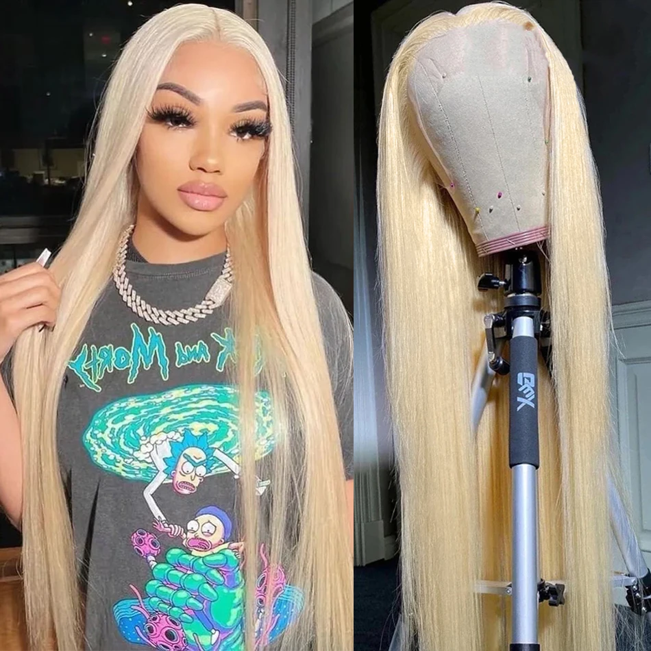 

36 Inch 613 Honey Blonde Straight Lace Front Wig 13x4 Lace Frontal Wig Colored 4x4 Closure Glueless Wig Human Hair Ready To Wear