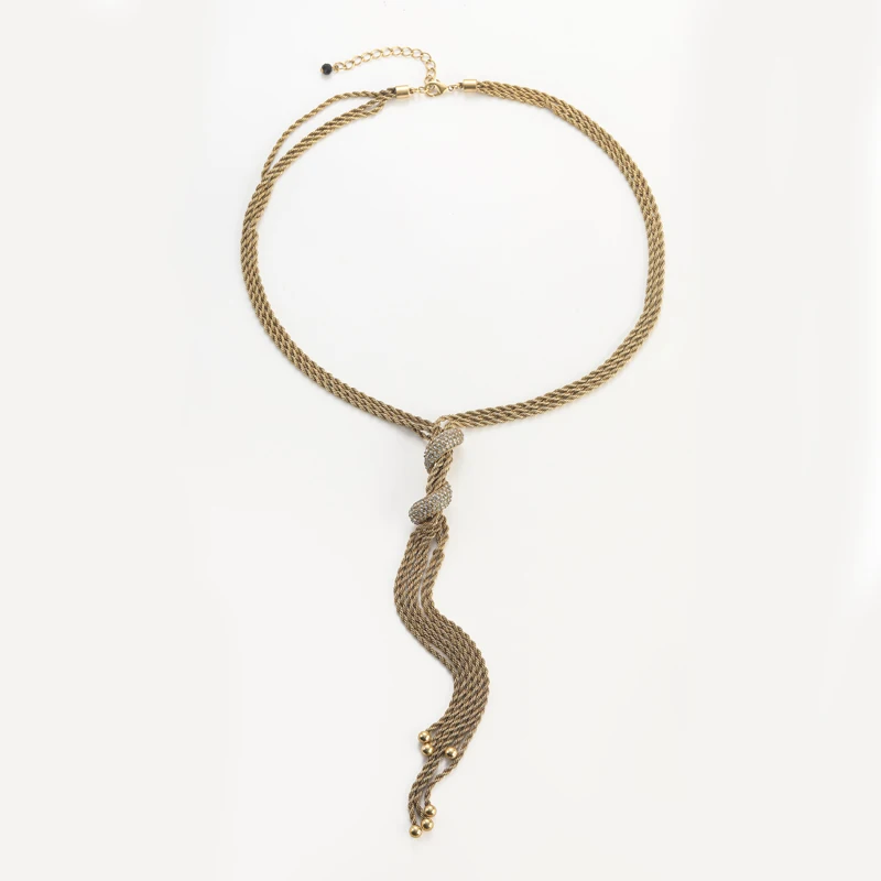 قلادة حبل سلسلة عيار 4 ملم، مطلية بالذهب، بتصميم ع...