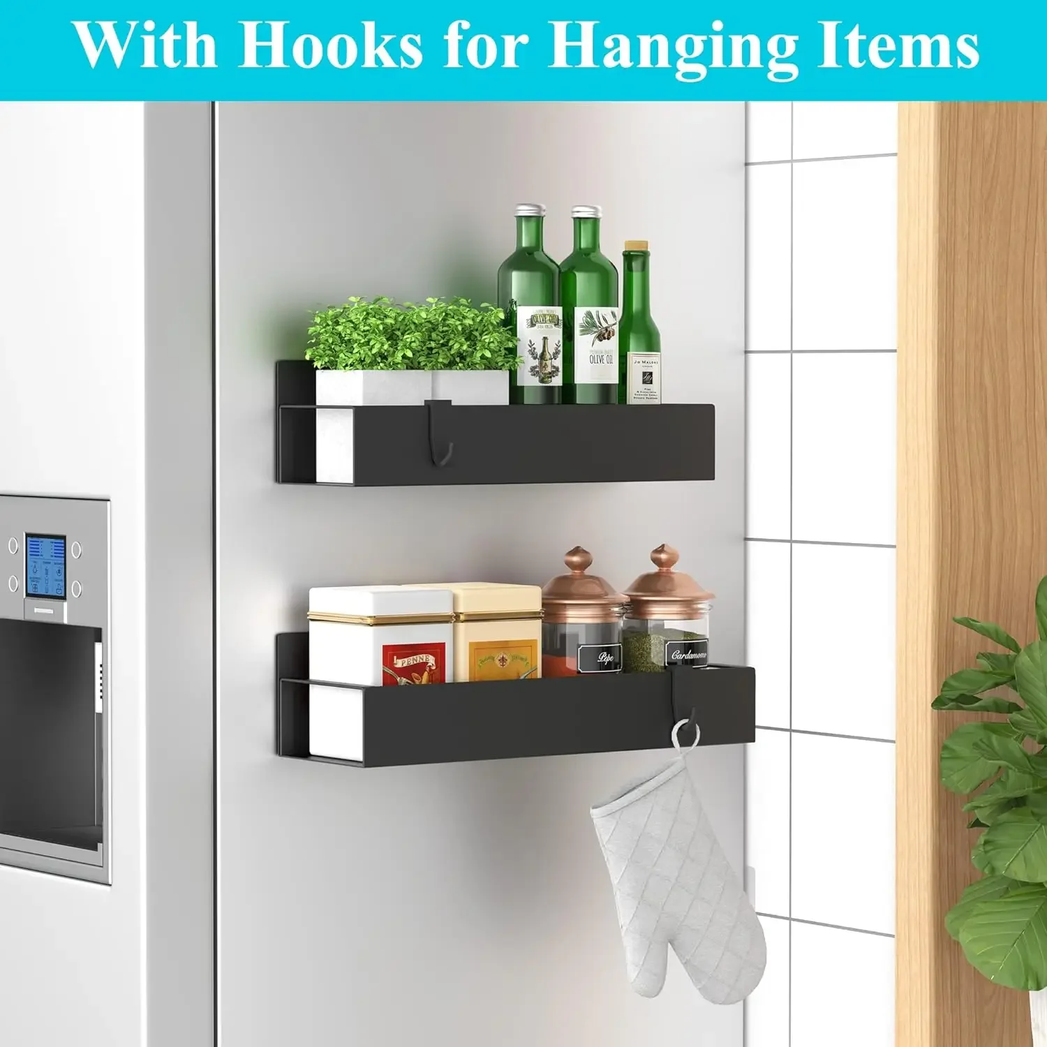 Refrigerator Storage Rack 1/2/4pcs Kitchen Perforation-free Magnetic Storage Rack