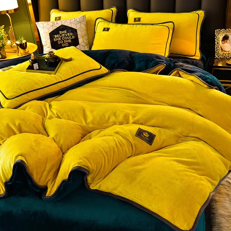 

Ultra-thick Milk Fleece Winter Bedding Set Luxury Warm Comfortable Duvet Cover Set with Sheets Comforter Cover and Pillowcases