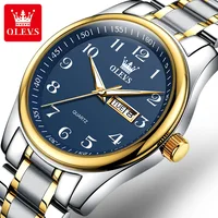 OLEVS 5567 Quartz Casual Watch Gift Round-dial Alloy Watchband Wristwatch Week Display Calendar Luminous