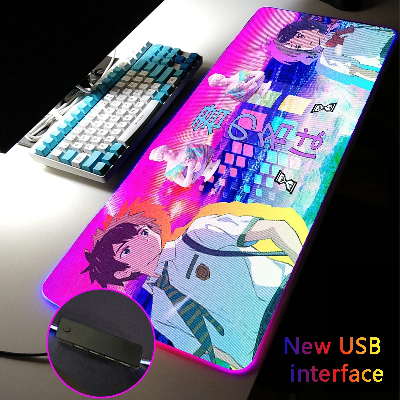 

Your Name Anime XXL Large RGB Mouse Pad Multi-interface Four USB Docking Dock USB Cute Pink MousePads Typec Interface Desk Mat