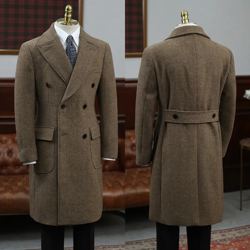 Manteau long épais en mélange de laine pour homme